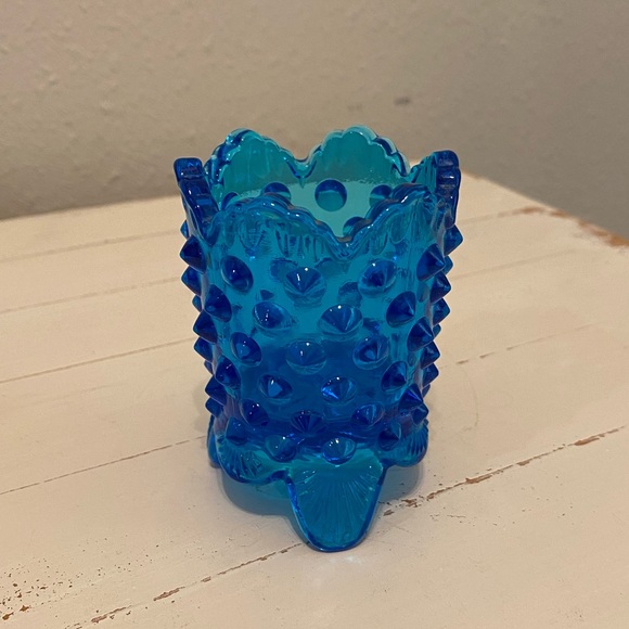 Fenton Blue Hobnail Toothpick Holder - Picture 2 of 6